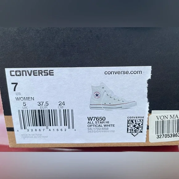 CONVERSE Chuck Taylor All Star High Tops White Size 7 Women’s Style W7650 NEW - Picture 3 of 10